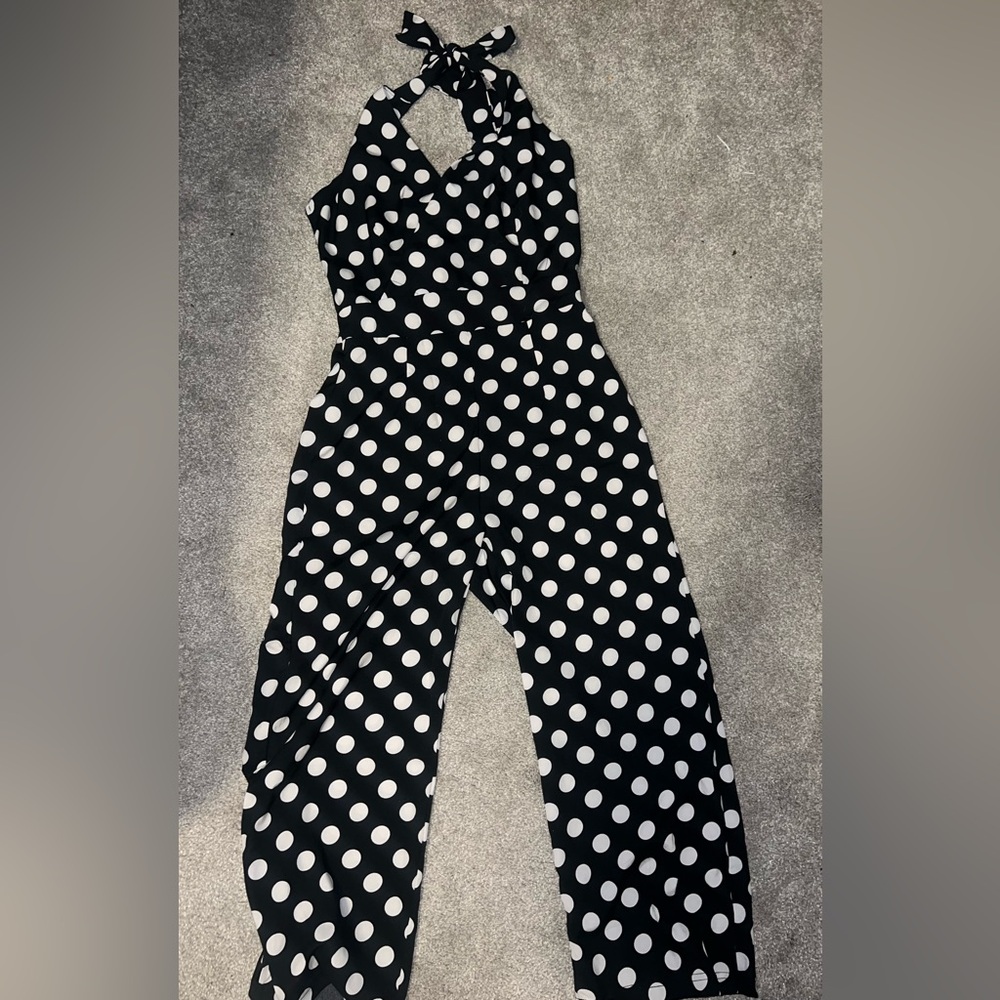 Black and white Polka Dot jump suit
